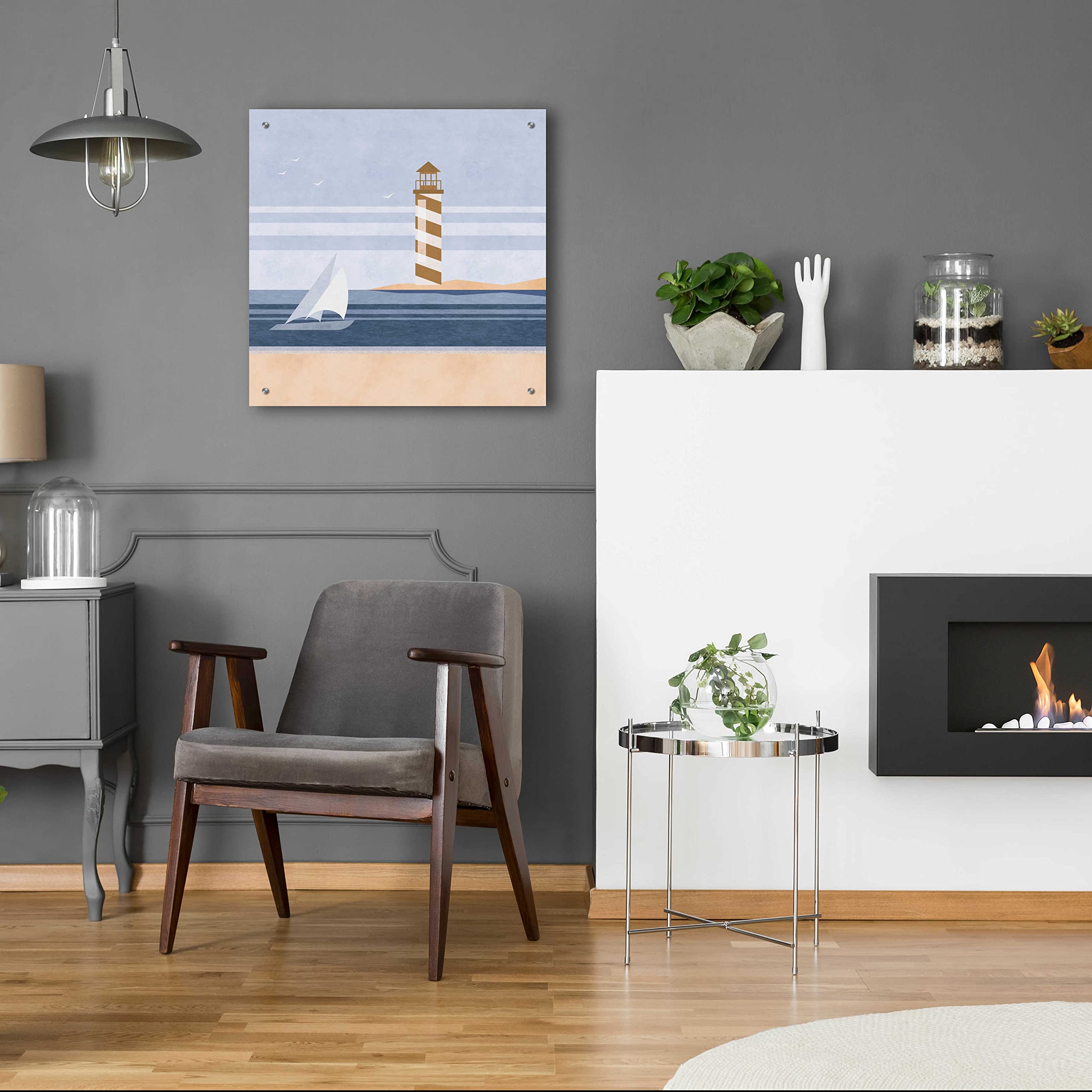 Premium 'Cape Cod Lighthouse' Acrylic Glass Wall Art by Andrea Haase – 24x24 Inches – Coastal Home Decor for Living Room, Bedroom, or Office