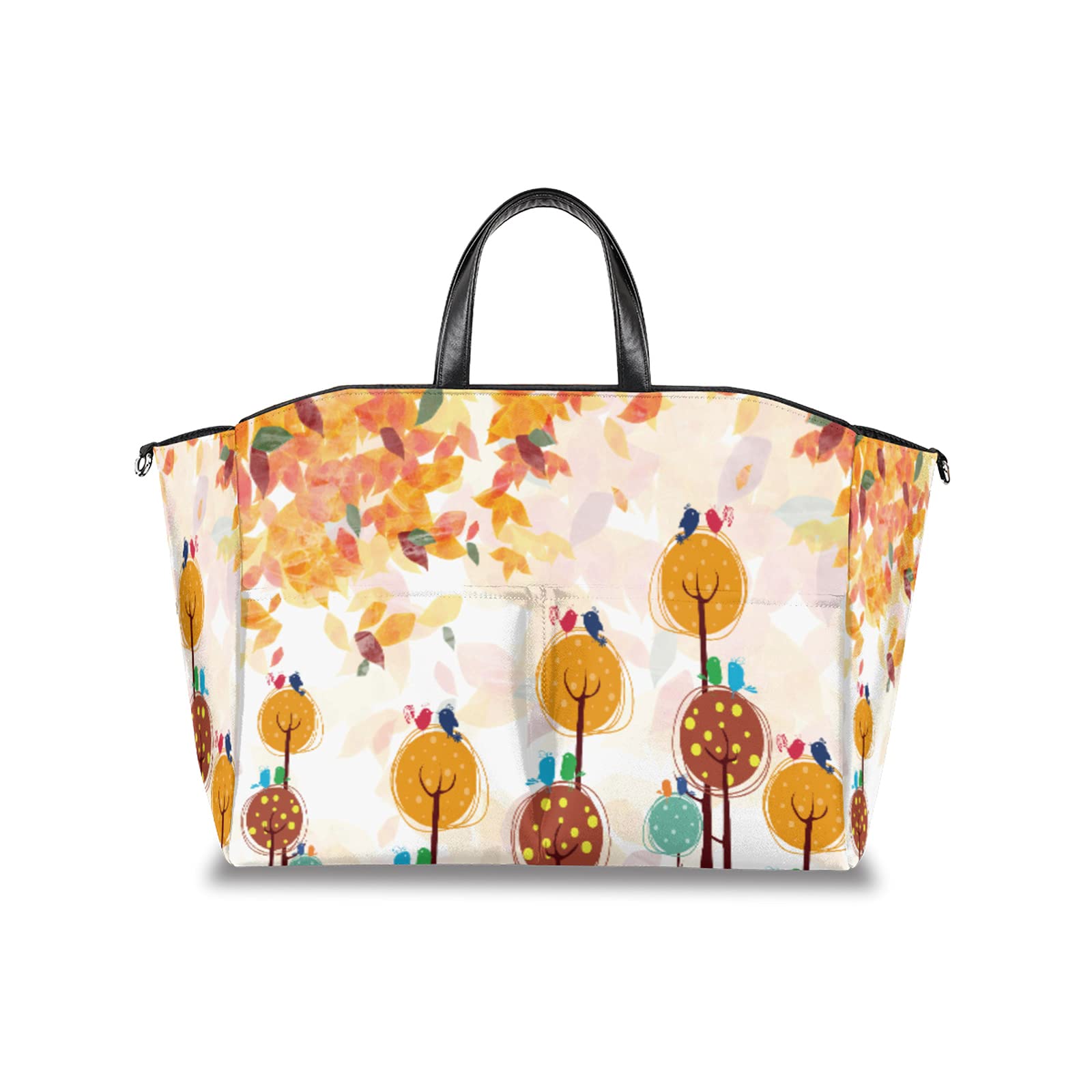 Waterproof Multifunctional Diaper Bag Tote with Abstract Tree Leaves & Bird Design - Baby Stroller Organizer for Travel, Daycare & On-the-Go Moms | Perfect for Shopping, Park Outings & Family Trips