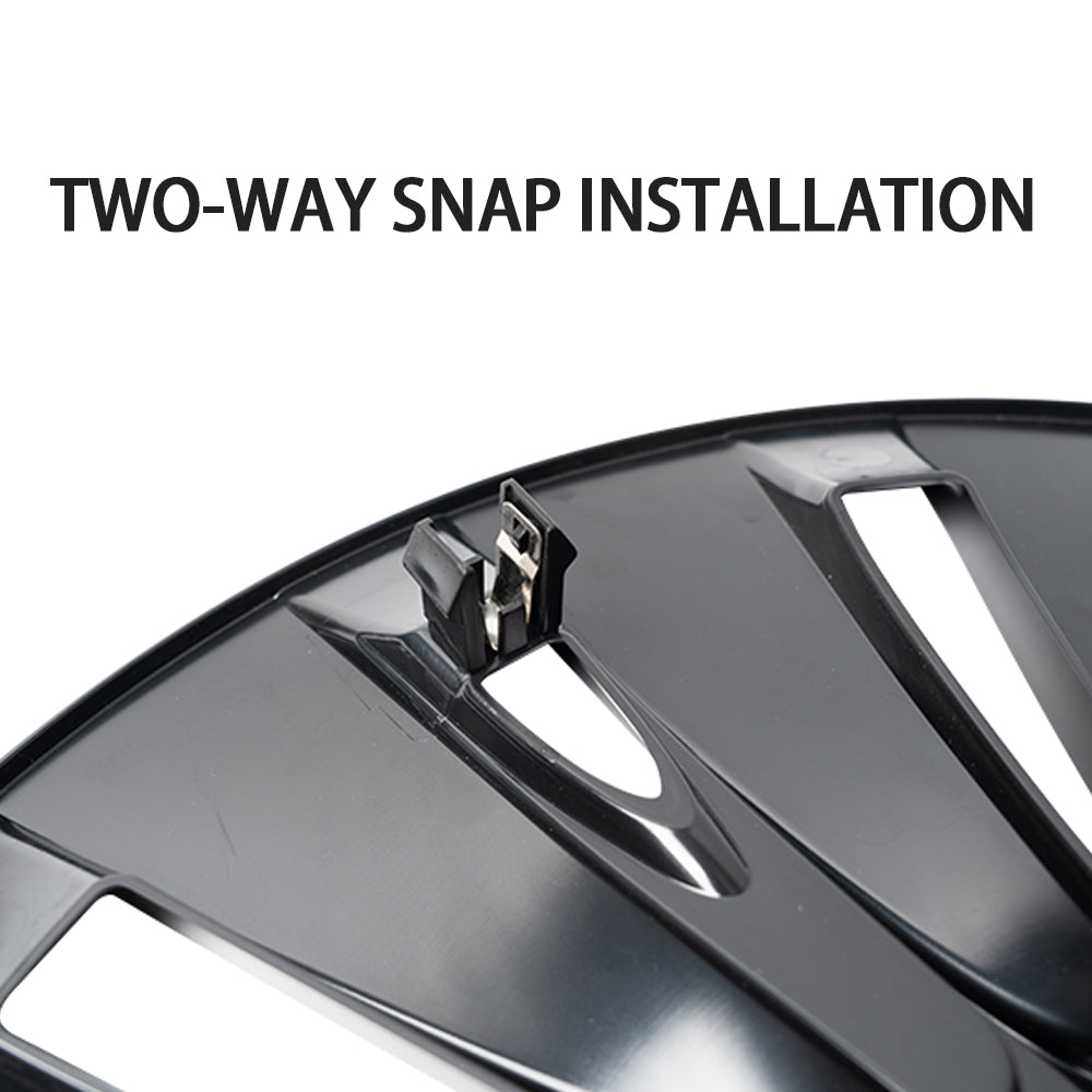 Tesla Model Y 19 Inch Gemini Wheel Covers (4-Piece Set) - Sleek Matte Black Induction Style Hub Caps - Perfect for Protection & Aesthetic Upgrade on Model Y 2017-2023