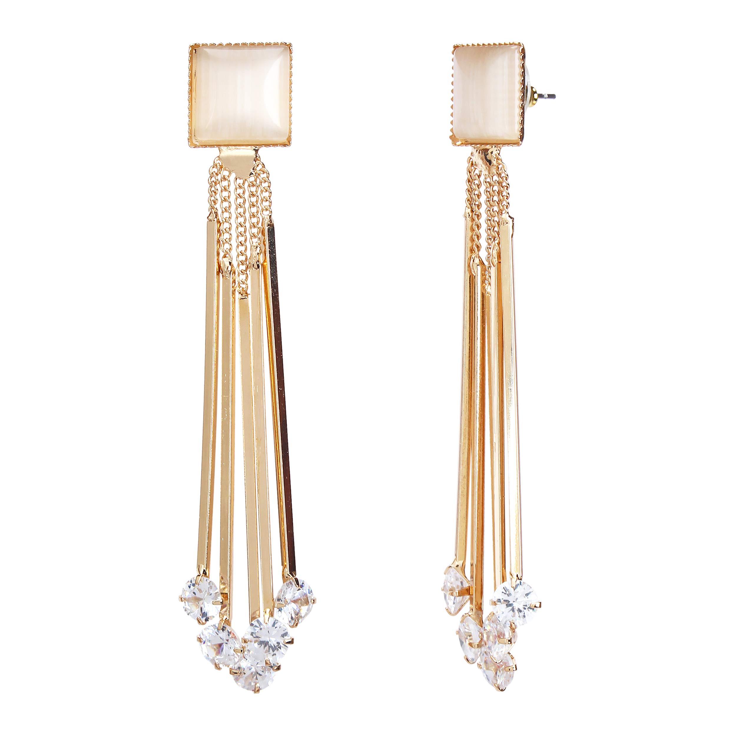 YouBella Women's Crystal Dangle Earrings - 14K Gold Plated Elegant Drop Earrings for Girls & Women | Perfect for Parties, Weddings & Special Occasions