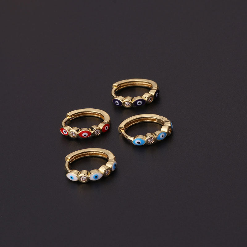 18K Gold Boho Cartilage Hoop Earrings with Evil Eye Charm - Trendy Minimalist Earrings for Women | Perfect for Everyday Wear, Parties & Boho Fashion
