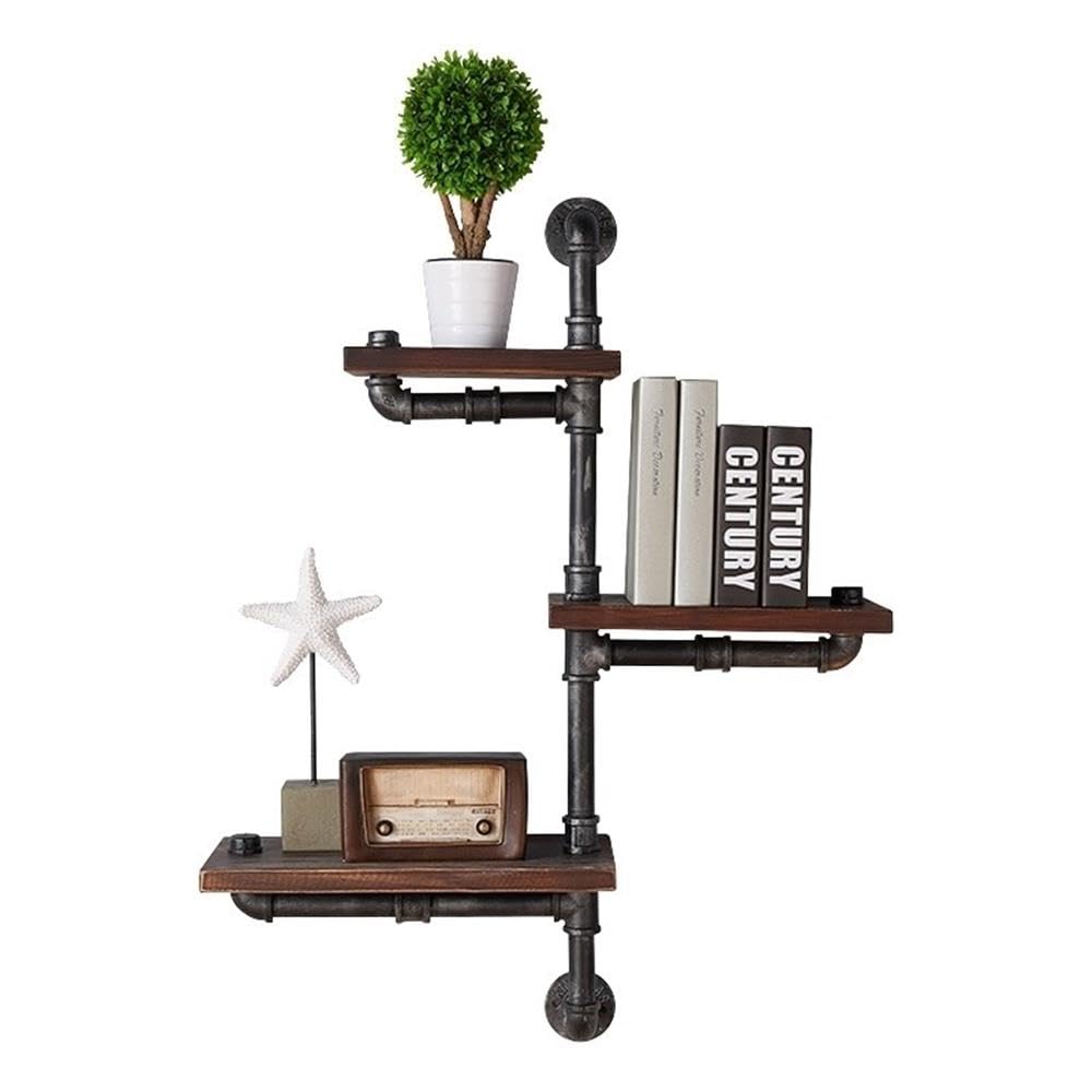 Modern Metal Wall Display Shelf in Gray/Walnut - Hawthorne Collections | Stylish Floating Shelves for Living Room, Bedroom & Office Decor