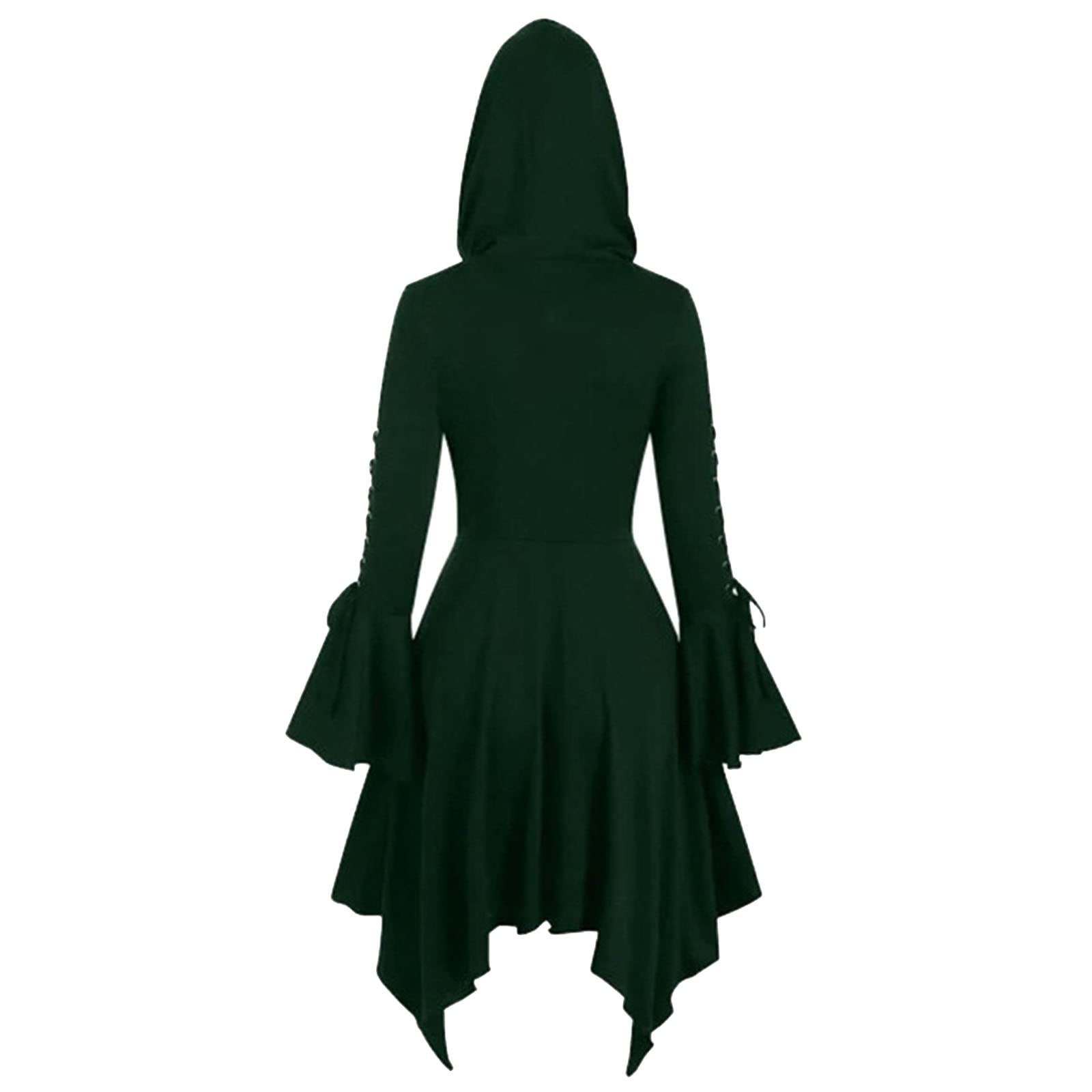Vintage Halloween Hocus Pocus Dress for Women - Gothic Lace Up Renaissance Maxi Dress | Irish Retro Cosplay Gown for Halloween Parties & Medieval Themed Events