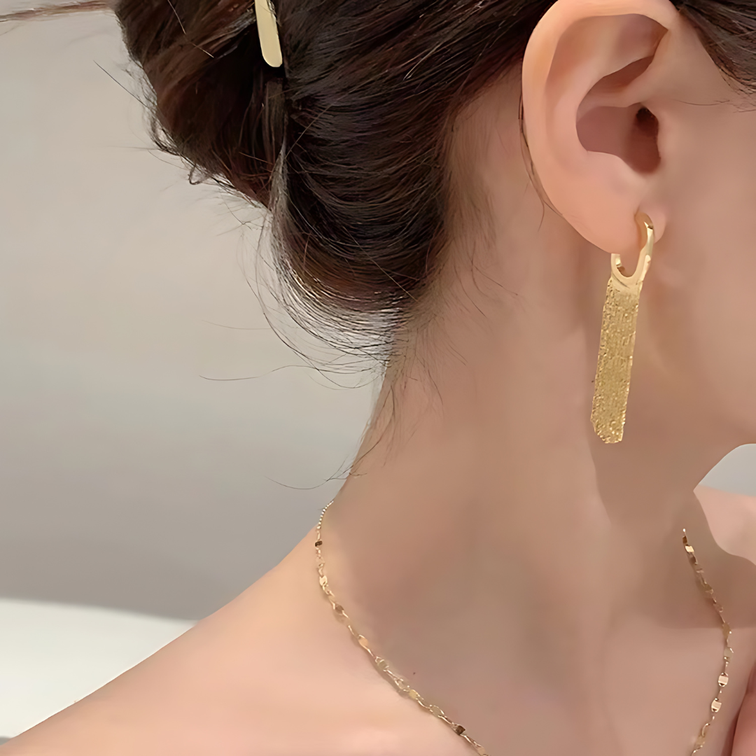 Gold Silver C Hoop Tassel Waterdrop Earrings for Women | Elegant Boho Dangle Earrings for Party, Wedding & Everyday Wear | A8057