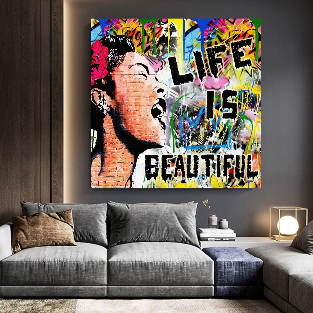 Banksy Life is Beautiful Art Print - Unique Street Art Wall Decor for Home & Office - Perfect Gift for Art Lovers & Urban Culture Enthusiasts