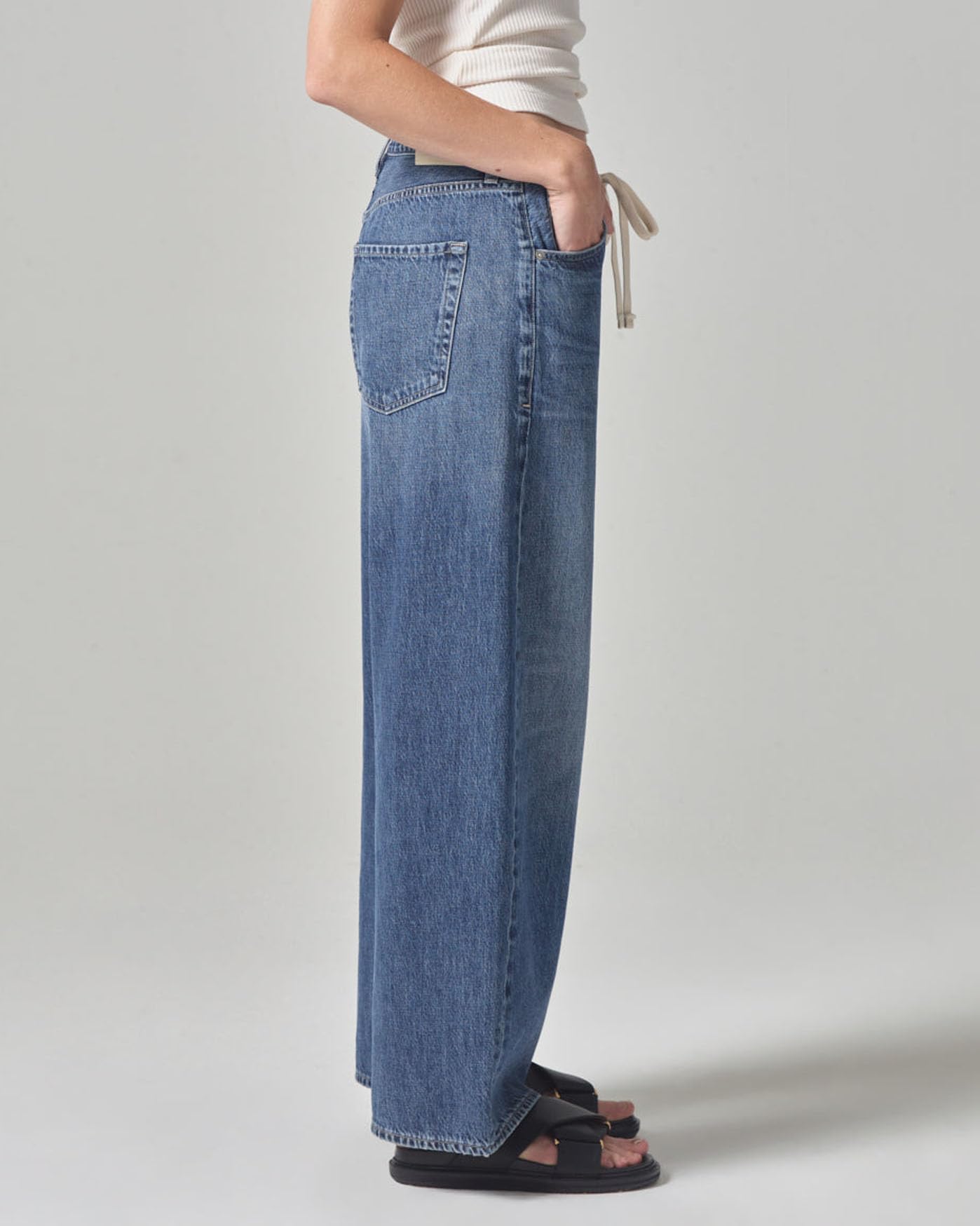 SCOFEEL Women's High Waist Wide Leg Baggy Jeans - Stretchy Boyfriend Denim Pants with Adjustable Drawstring for Casual Wear | Perfect for Everyday Outfits, Street Style & Relaxed Looks