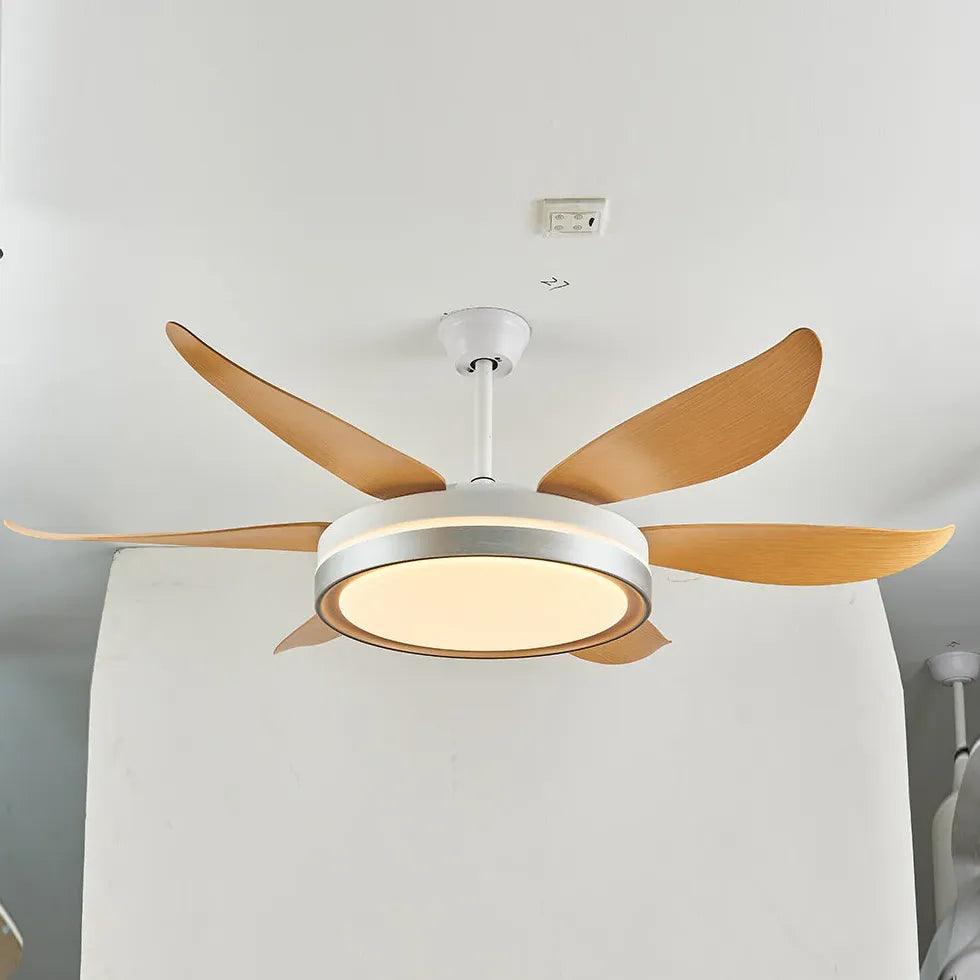 Modern Wood Grain Ceiling Fan with Light for Living Room - Energy Efficient & Quiet, Perfect for Home, Bedroom, and Office Use
