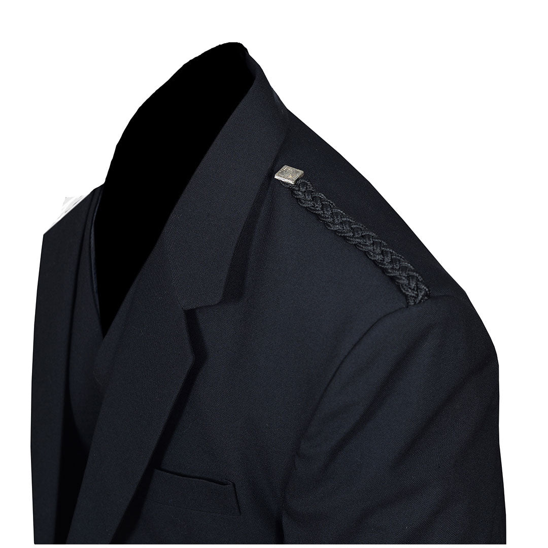 Argyll Jacket Black Barathea Wool Fabric With 5 Button Vest Gauntlet Style Cuffs | Premium Scottish Formal Wear for Weddings, Events & Special Occasions