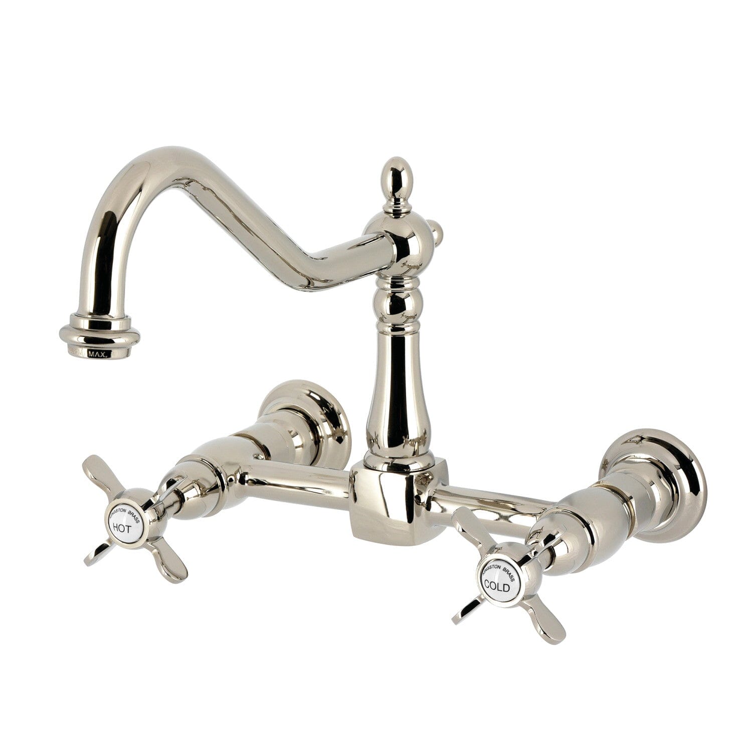 Essex Double Handle 2 Hole Wall Mount Bridge Kitchen Faucet - Stainless Steel Waterfall Sink Faucet for Modern Farmhouse & Commercial Kitchens