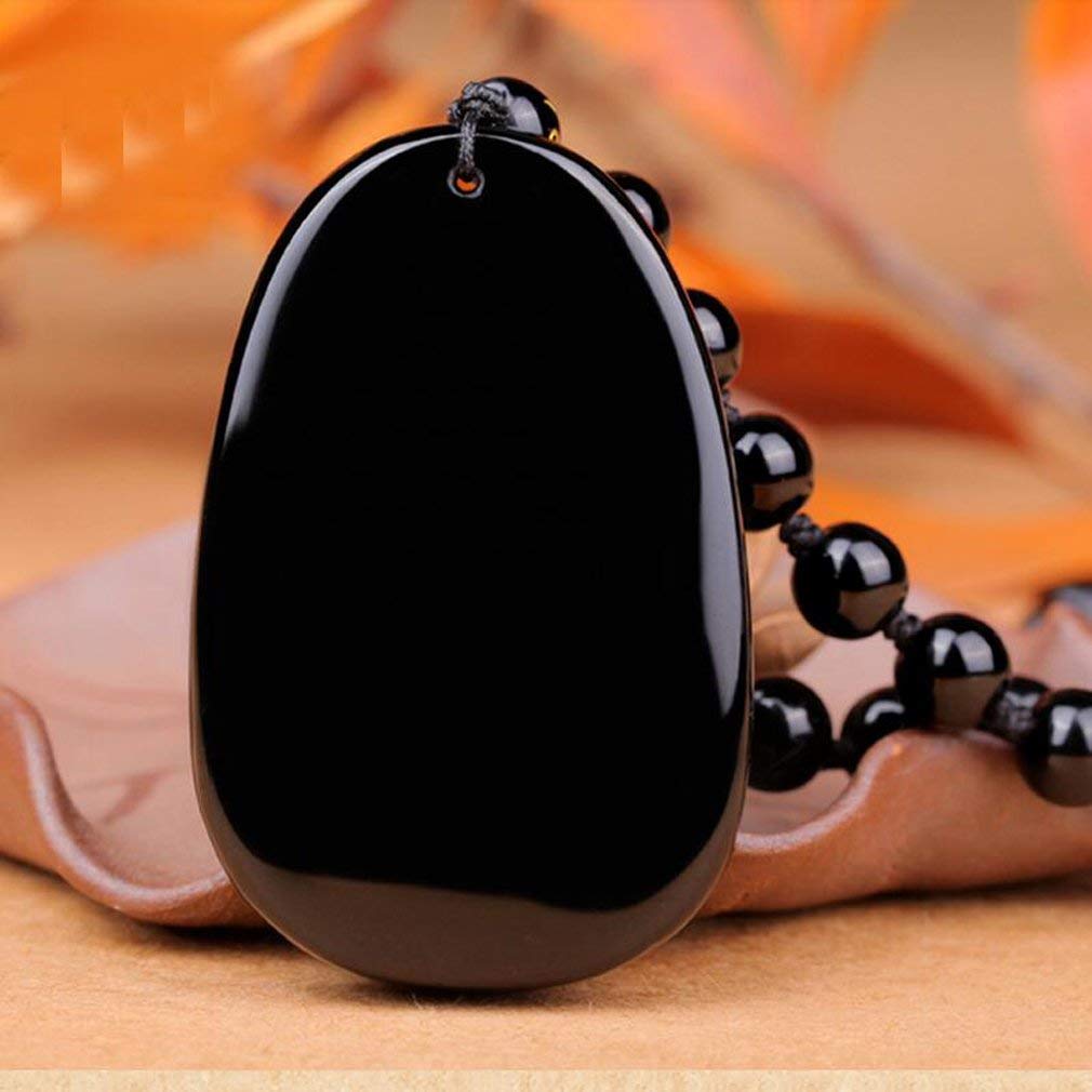 Stylish Obsidian Gemstone Dragon & Kwan-Yin Buddha Pendant Necklace for Women & Men - Spiritual Amulet Talisman for Meditation, Protection & Fashion Accessory