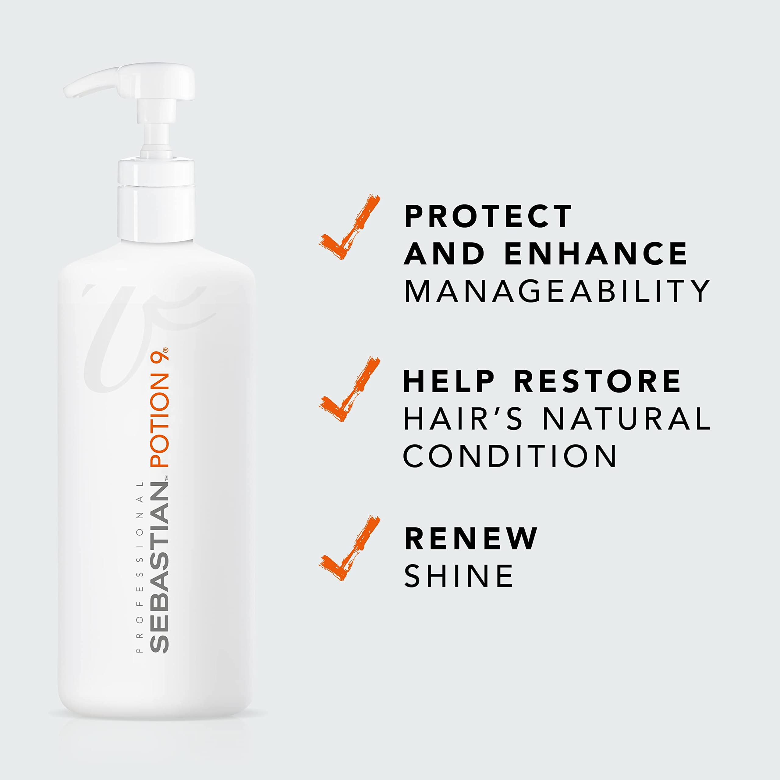 Sebastian Potion 9 Wearable Styling Treatment - 3.4 oz Hair Smoothing Cream for Frizz Control & Shine - Perfect for Daily Styling & Heat Protection