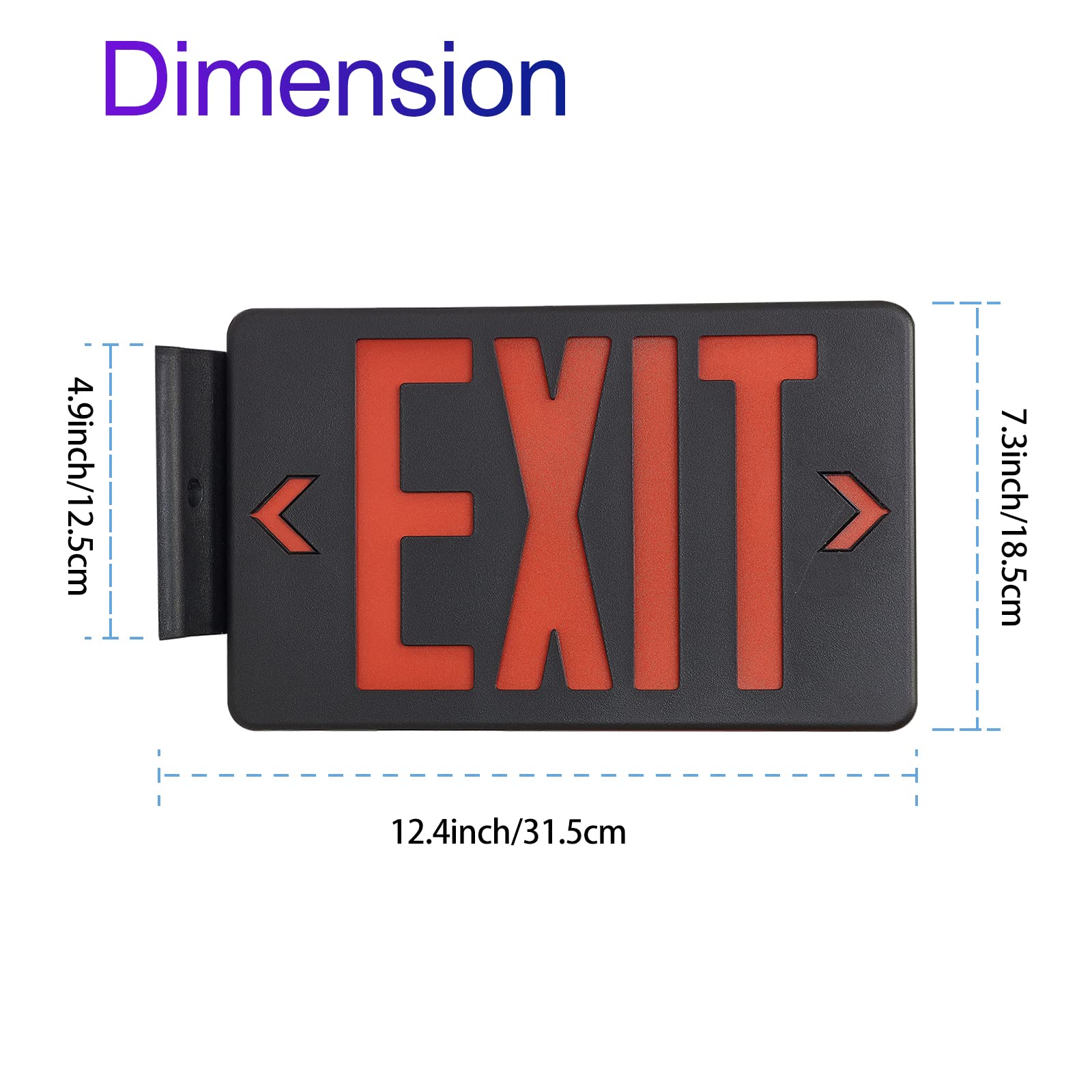 GZRUIYANG Red LED Exit Sign with Black Housing - UL Listed Emergency Exit Light with Battery Backup, AC 120/277V - 4 Pack Commercial Emergency Lights for Offices, Warehouses & Public Buildings