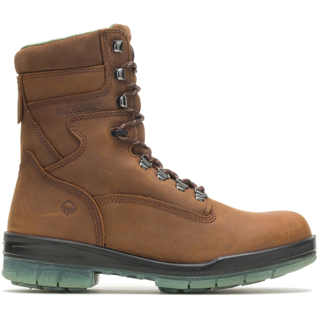 DuraShocks® Waterproof Insulated Soft Toe Work Boots for Men - Brown Leather 8