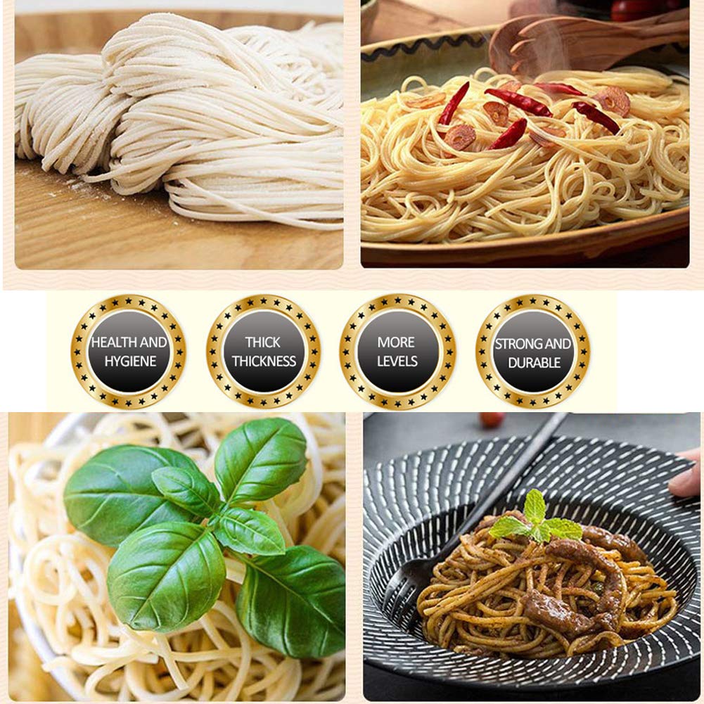 **Commercial Electric Pasta Maker Machine 110V 135W - Automatic Stainless Steel Noodle Maker with 6 Speed Adjustable Thickness & 4 Cutting Blades - Perfect for Spaghetti, Dumplings, Dough Sheets & More - Ideal for Restaurants, Home Kitchens & Italian Cuisine Lovers**