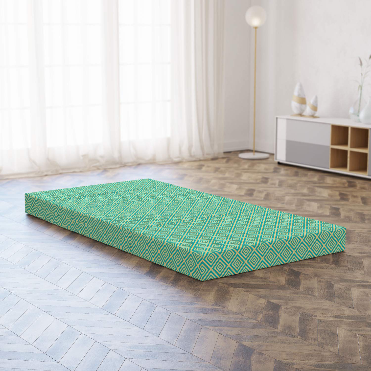 Ambesonne Art Deco Foldable Mattress - Geometric Contemporary Design, 74.8