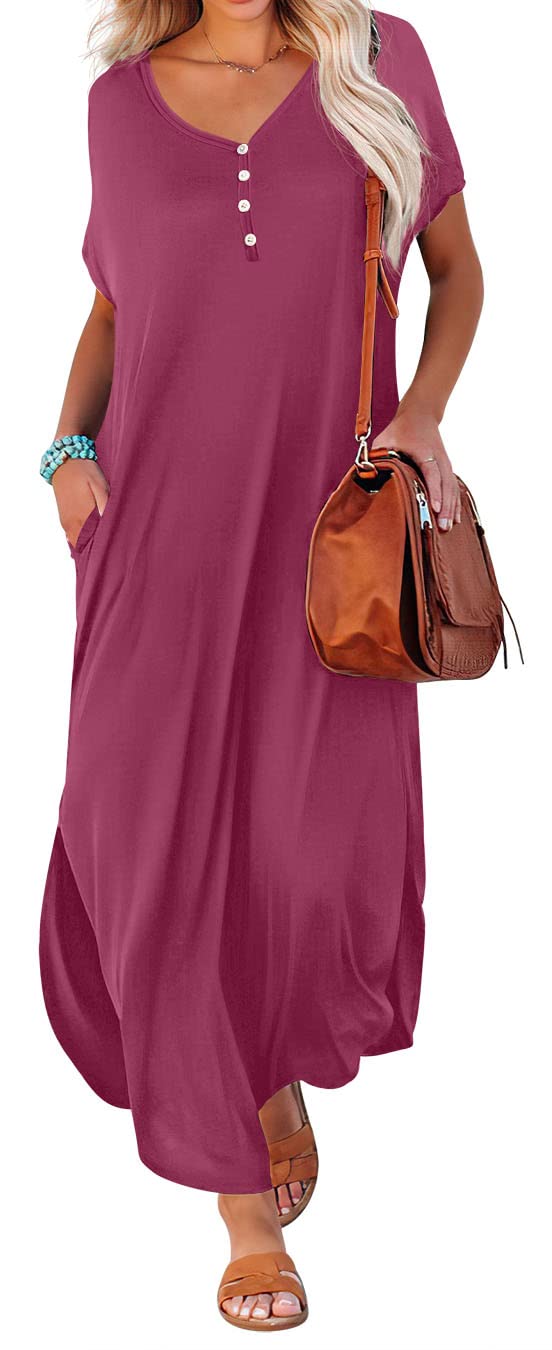 GRECERELLE Women's Summer Casual Long Sleeveless Maxi Dress with Double Split - Perfect for Beach Vacation, Party & Boho Fashion Outfits