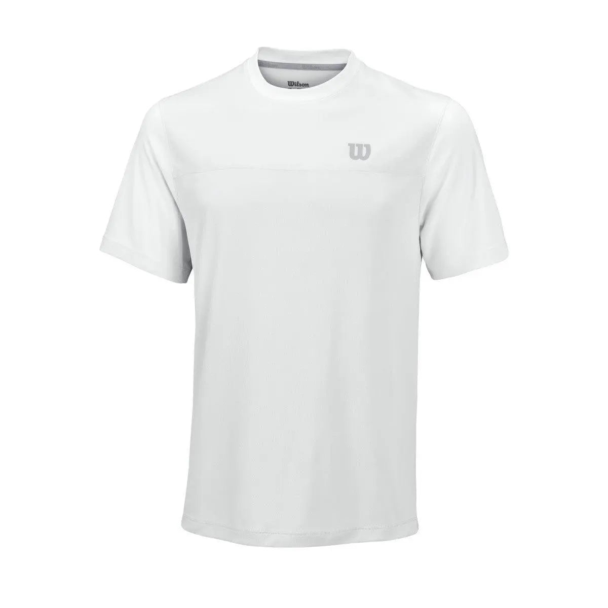 Wilson Men's Star Bonded Crew Tennis Shirt - Moisture Wicking Performance Top for Tennis & Pickleball - White/Silver - Perfect for Tournaments & Casual Play