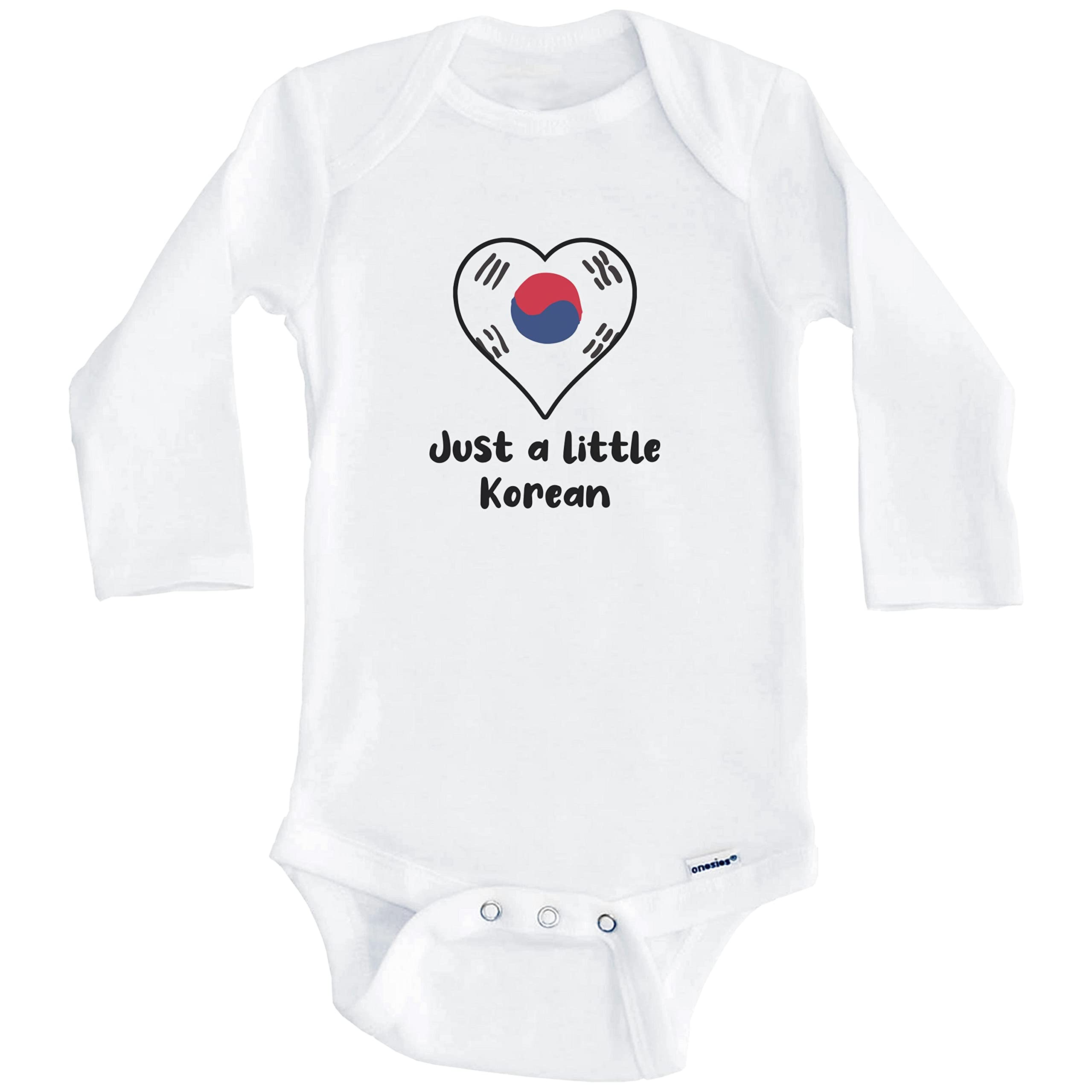 Adorable Korean South Korea Flag Heart One-Piece Baby Bodysuit - Long Sleeve Cute Infant Outfit for Holidays, Photos & Special Occasions