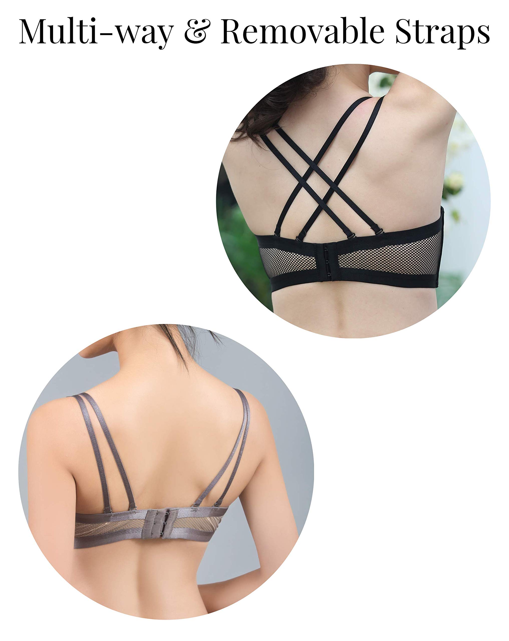 Wireless Push Up Bras for Women - Seamless Demi Cup Multiway Straps Bra A/B Cups - Perfect for Everyday Wear, Workouts & Special Occasions