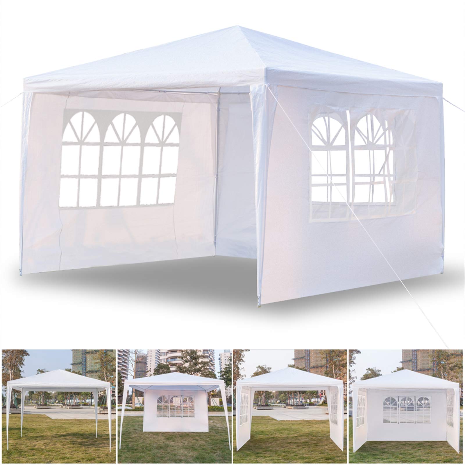 10'x10' Waterproof Outdoor Gazebo Canopy Tent with Removable Side Walls & Spiral Tubes - Perfect for Weddings, Parties, Camping, Market Stalls & Commercial Events