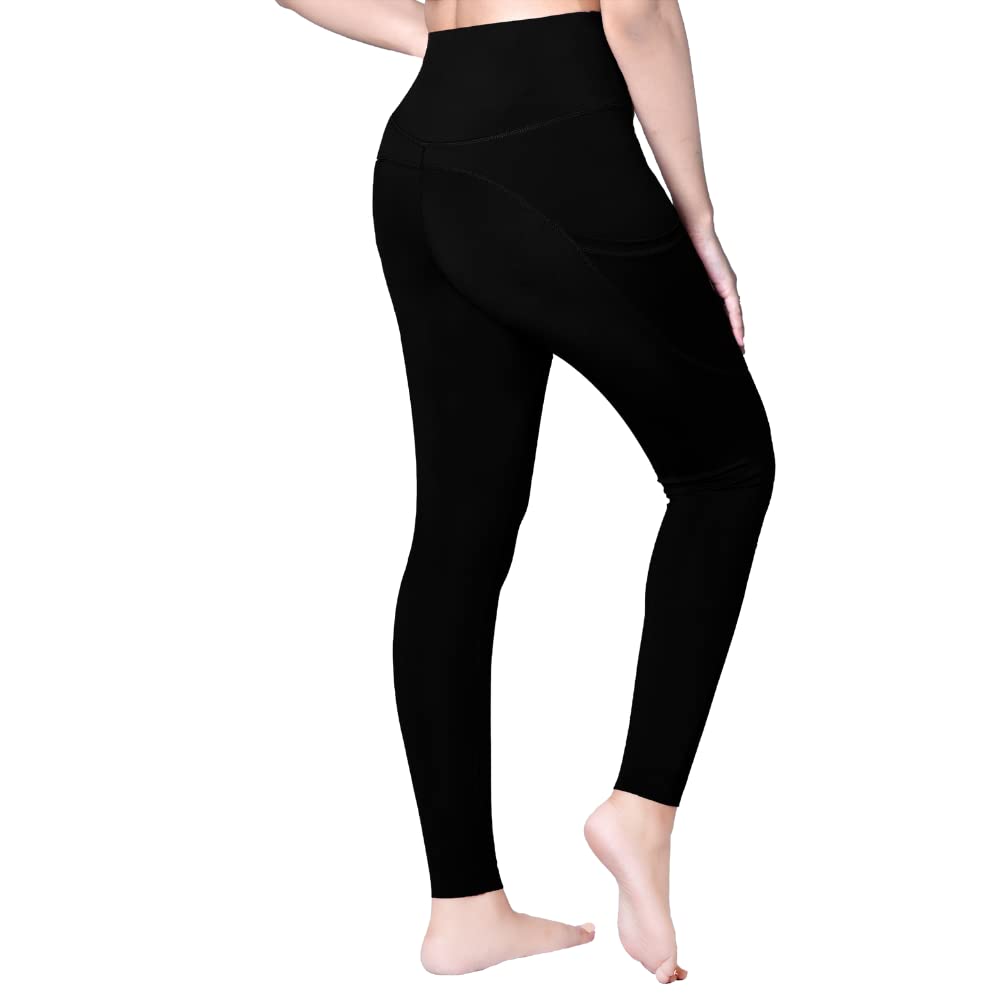 High Waisted Leggings for Women - Black Workout Yoga Pants with Pockets & Tummy Control - Buttery Soft Stretchy Leggings for Gym, Running & Everyday Wear