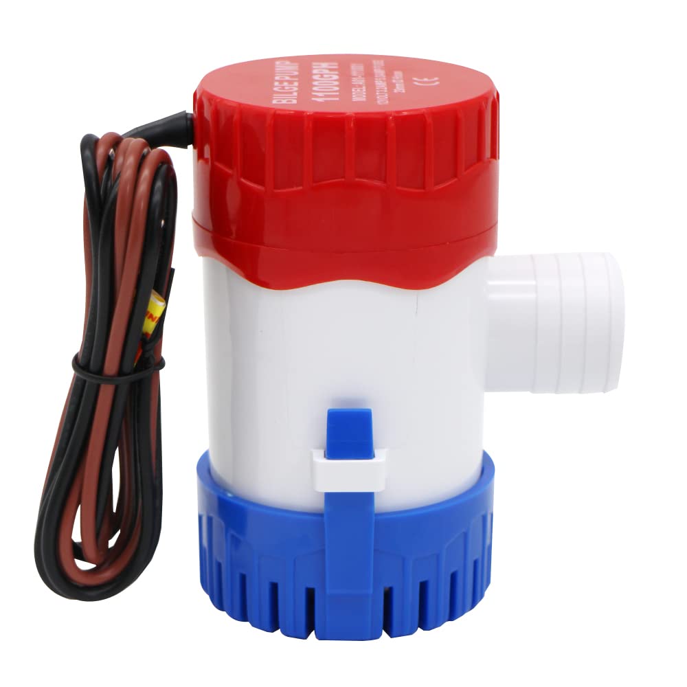 1100GPH 12V Electric Bilge Pump - Ultra Quiet Submersible Water Pump for Boats, Yachts, RVs & Pools | Marine Bilge Pump for Flood Control, Deck Drainage & Water Transfer