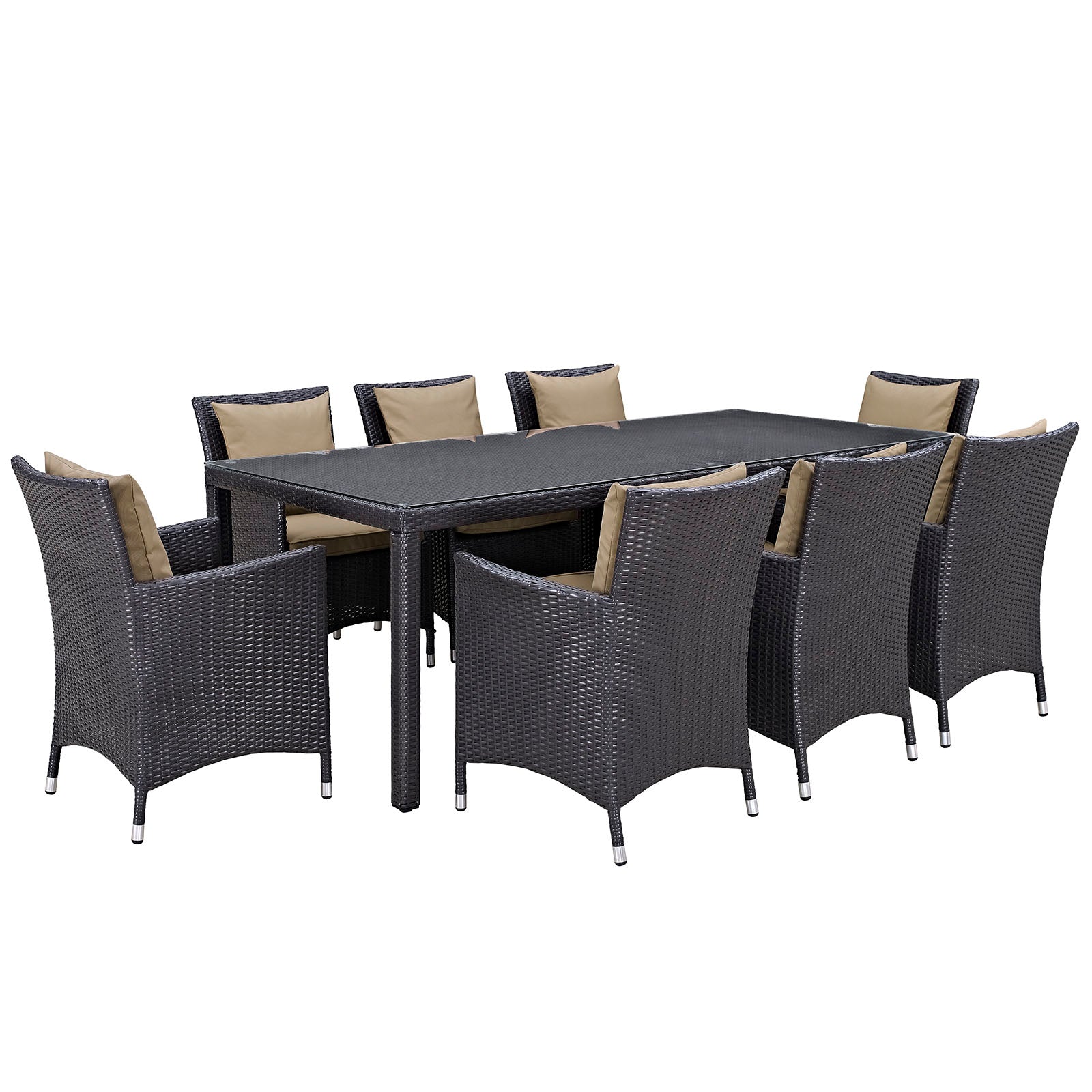 Convene 9-Piece Outdoor Patio Dining Set - Durable Rattan Furniture for Backyard, Garden & Poolside Entertaining
