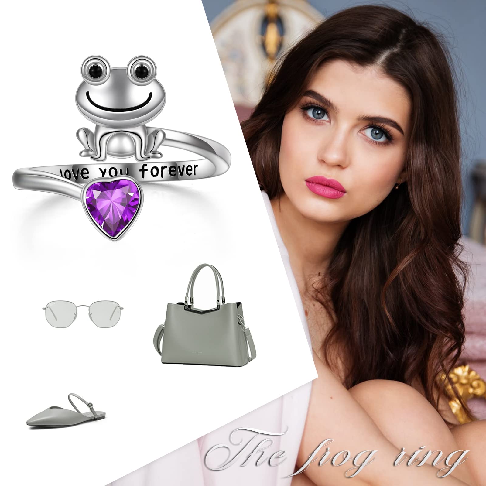 925 Sterling Silver Anxiety Rings for Women & Men - Frog, Wolf, Dragonfly, Hummingbird, Fox, Elephant, Panda, Red Panda & Angel Wings Open Rings | Stress Relief Jewelry for Daily Wear, Gifts & Meditation
