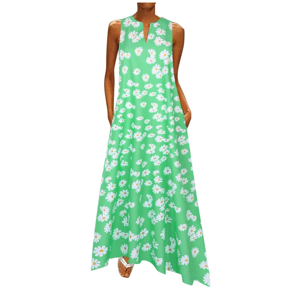 Plus Size Maxi Dresses for Women - Sleeveless Summer Casual Long Sundress with Pockets | Flowy Loose Fit Plain Vest Dress for Ladies | Perfect for Beach, Vacation & Everyday Wear