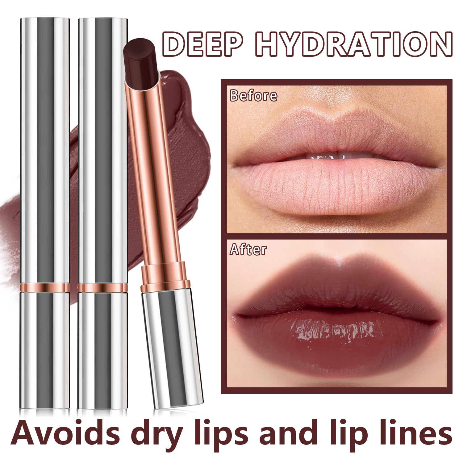 2PCS Tinted Lip Balm - Black Candy Hydrating Sheer Formula, Natural Glossy Finish & Moisturizing Lip Care for Dry Lips, Vegan & Cruelty-Free (Perfect for Everyday Wear, Date Night & Makeup Looks)