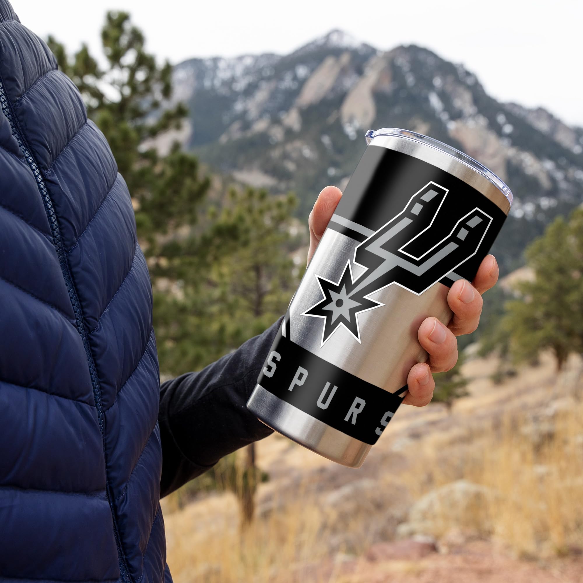 NBA Basketball 20oz Stainless Steel Tumbler with Lid & Straw - Insulated Travel Mug for Coffee, Tea, Water & Cocktails - Perfect for Game Day, Office, Gym & Outdoor Activities