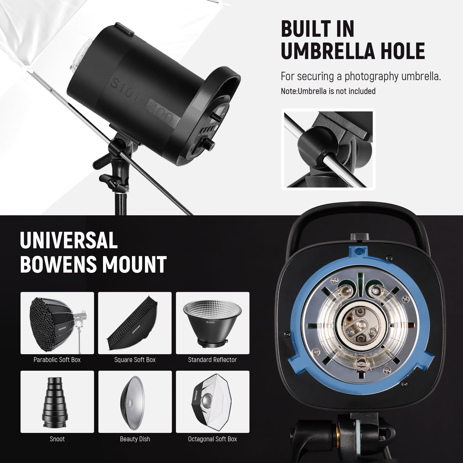 NEEWER S101 400W Professional Studio Strobe Flash Light for Photography - Perfect for Portrait, Product, and Fashion Shoots
