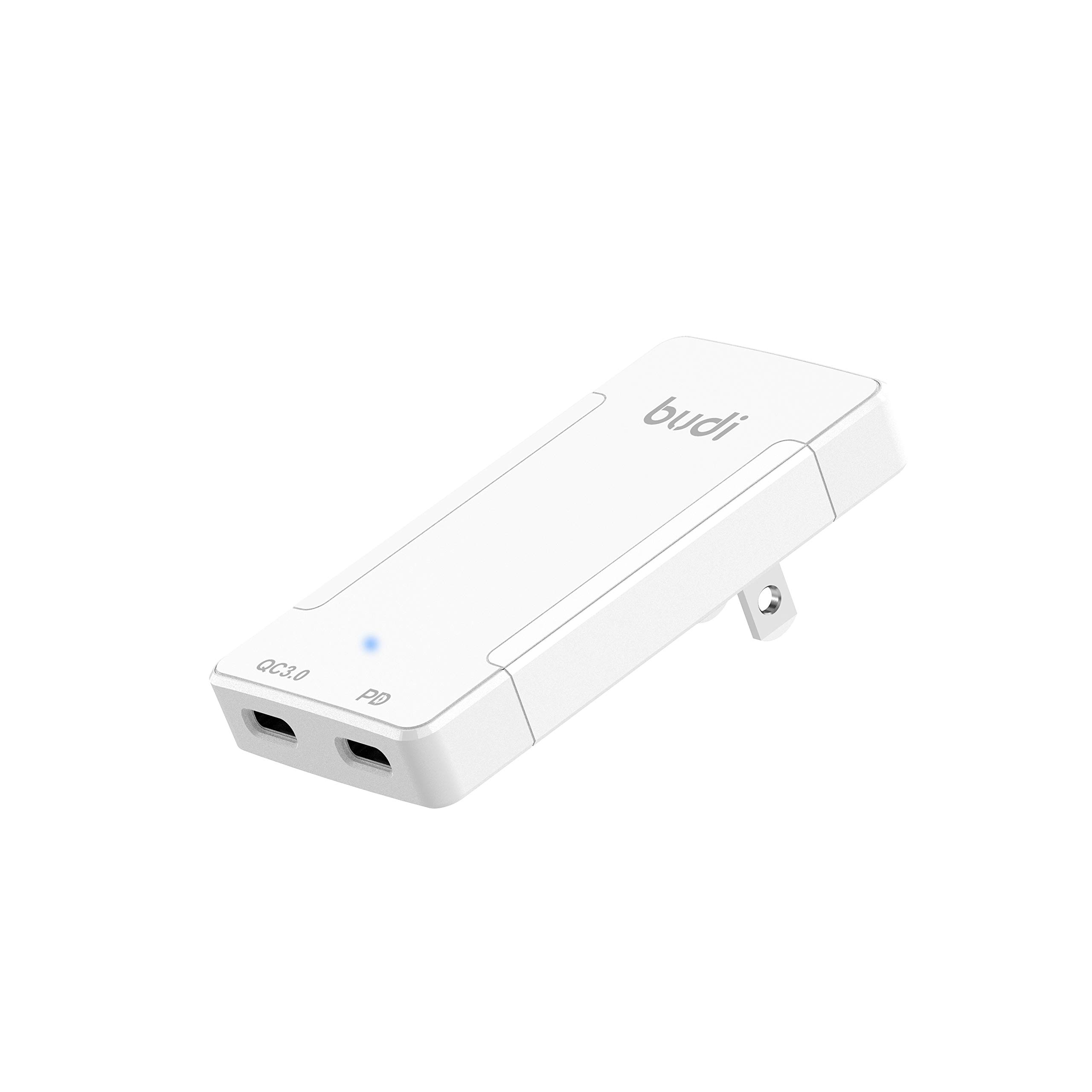BUDI 17W Ultra Slim Fast Charger - Dual USB-A Wall Charger (3.15x1.57x0.4in) - Compact Travel Charger for iPhone, Android, iPad - Perfect for Home, Office & Travel Accessories (White)