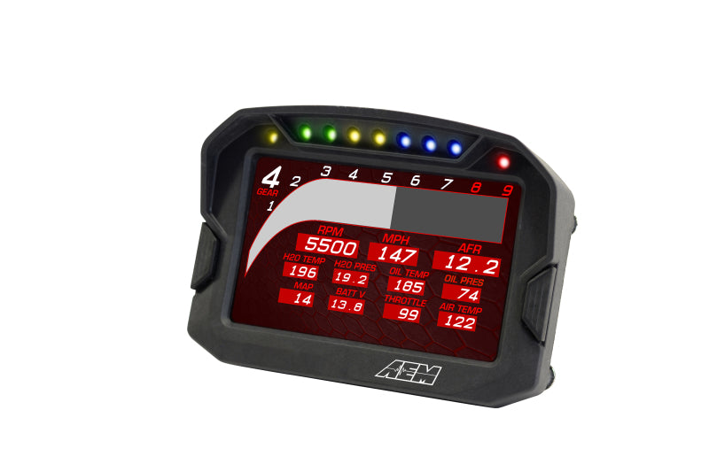 AEM CD-5LG Carbon Fiber Digital Dash Display with Internal 10Hz GPS & Antenna - High-Performance Racing Data Logger for Track, Drift, and Motorsport Applications
