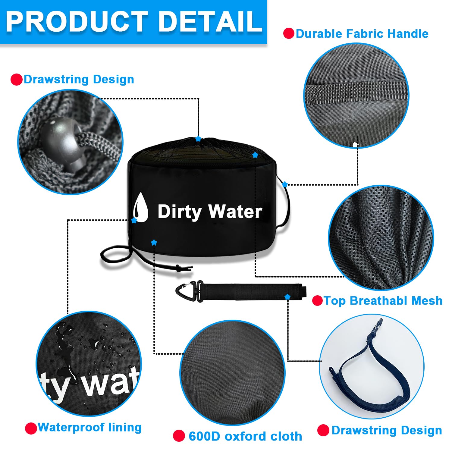 UNXMRFF 2-Pack Waterproof RV Hose Storage Bags with Drawstring Mesh Top - Heavy Duty RV Utility Bag for Sewer Hoses & Electrical Cords - Perfect for Camping, Travel & Outdoor Adventures