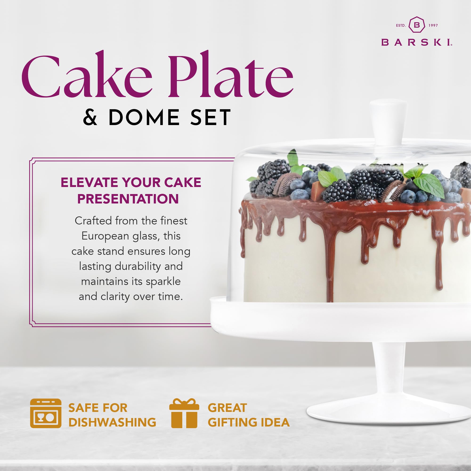 Premium European Glass Cake Stand Set - 12.4