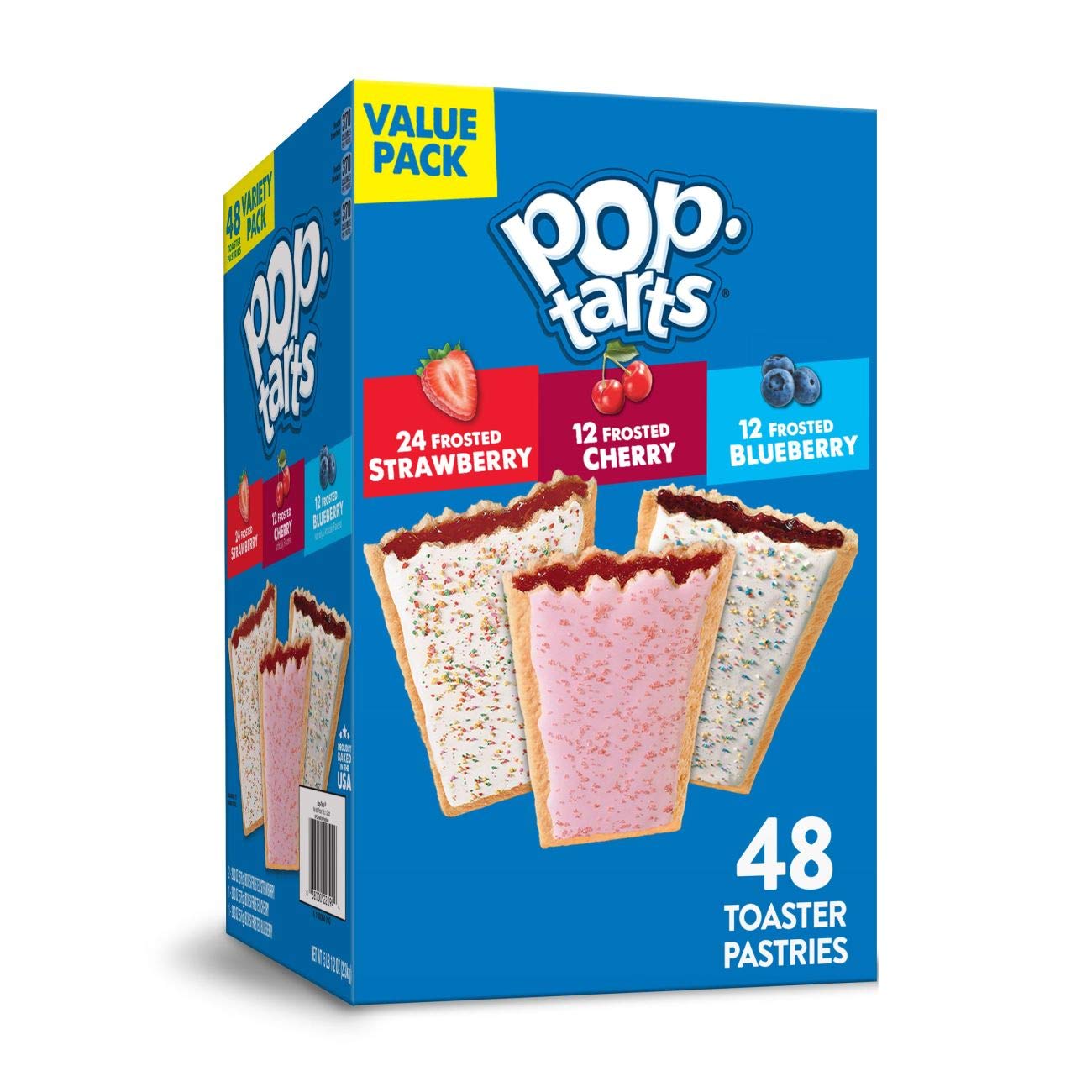 Pop-Tarts Giant Variety Pack 48 Count - 2.3 Kg (Strawberry, Cherry & Blueberry) | Breakfast Pastries, Snacks & On-the-Go Treats for Kids & Adults