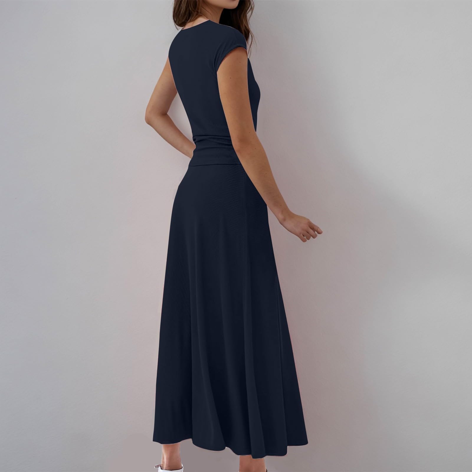 Women's Summer Two Piece Sets - Short Sleeve Cropped Tops & Pleated Midi Skirt Lounge Outfits | Casual Travel, Beach Vacation & Everyday Wear