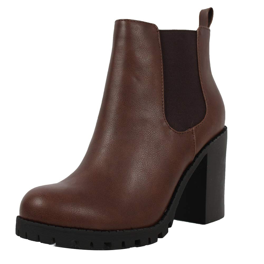 Women's Chelsea Pull On Ankle Boots with Block Heel & Tab Detail - Stylish & Comfortable for Casual Outings, Work & Date Nights