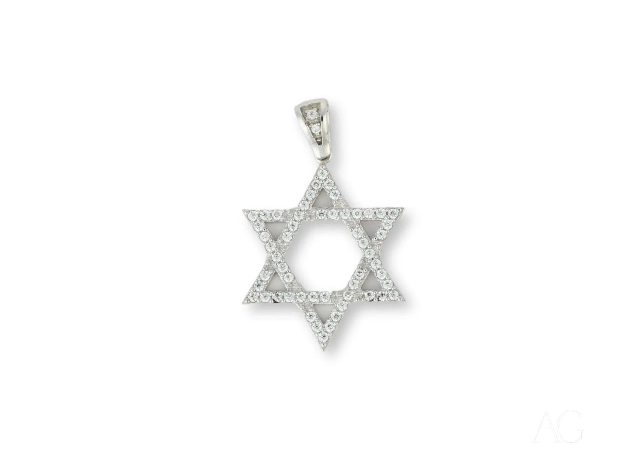 18k White Gold CZ Star of David Pendant - Elegant Jewish Jewelry for Men & Women, Perfect for Hanukkah Gifts, Bar Mitzvah & Everyday Wear