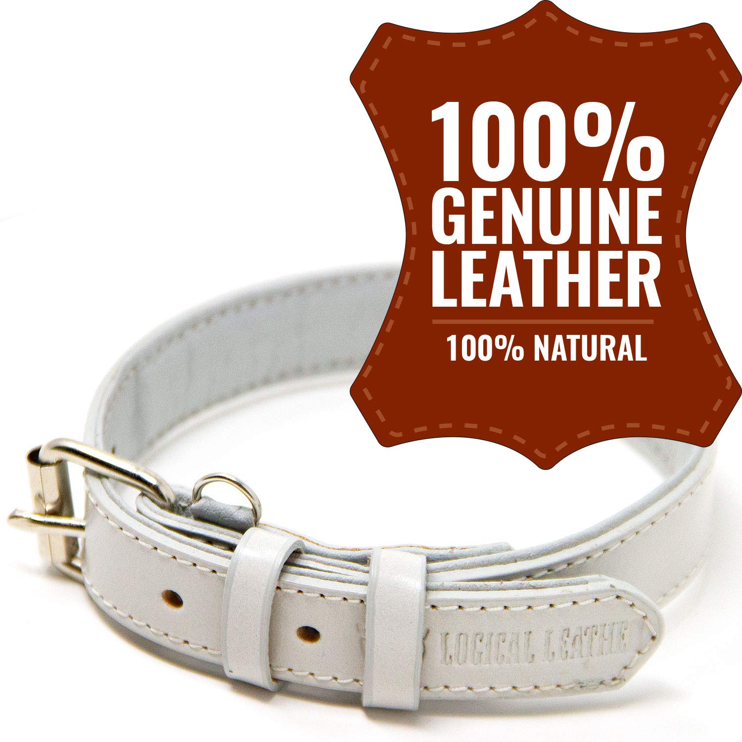 Premium Genuine Leather Dog Collar for Small Dogs - Soft Padded Full Grain Leather Pet Collar with Adjustable Buckle (Grey, Small) - Perfect for Daily Walks, Training & Fashion Accessories