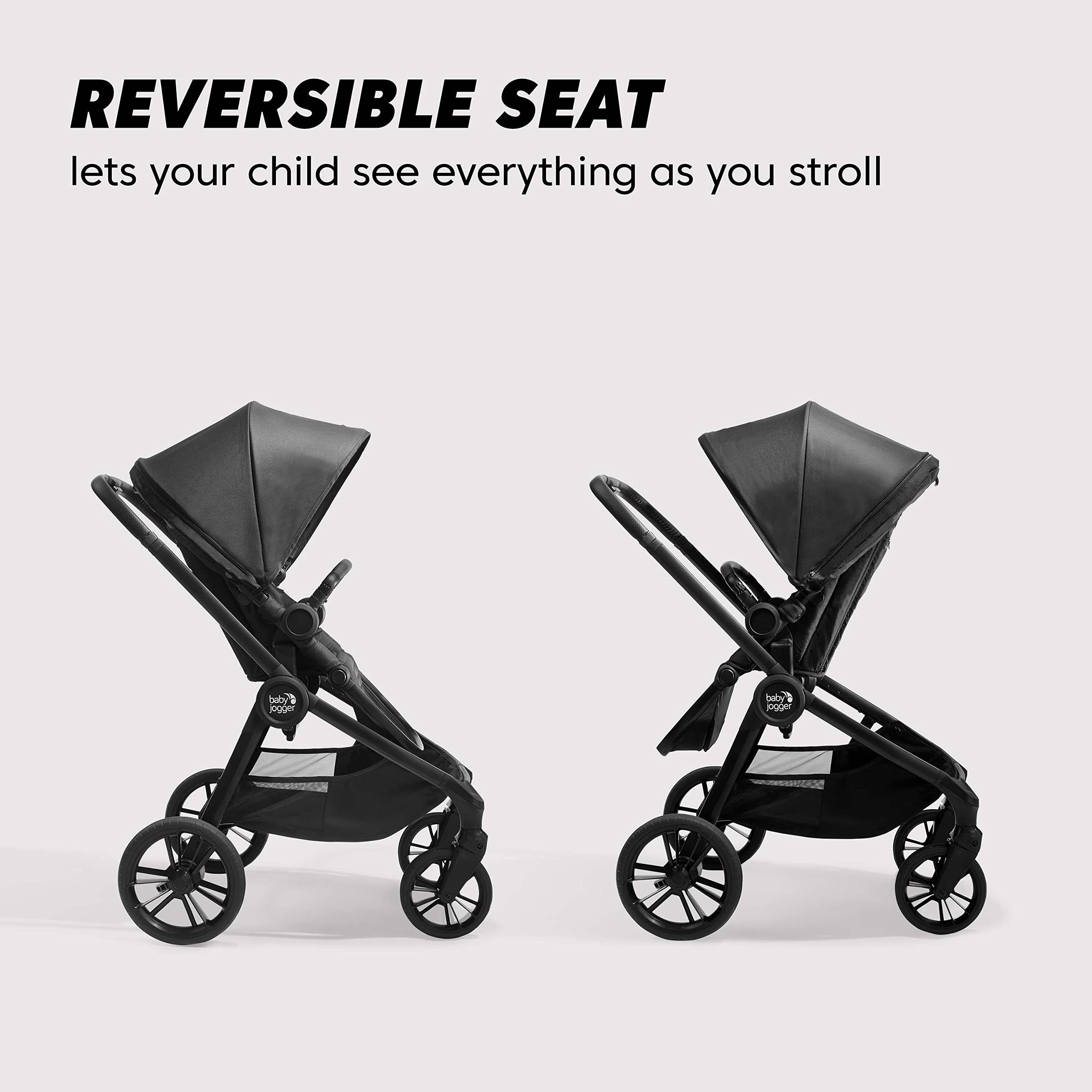 Baby Jogger City Sights Convertible Stroller - Lightweight Compact Fold Stroller for Travel & Everyday Use, Adjustable Canopy & Reclining Seat, Rich Black | Perfect for Urban Walks, Shopping & Air Travel