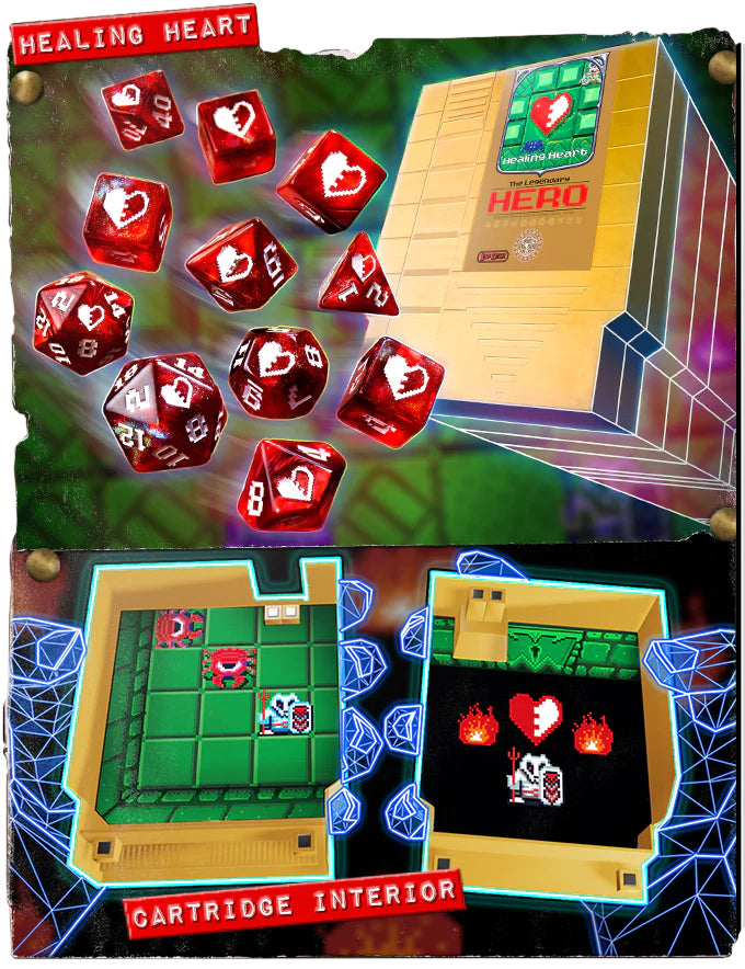 1UP Dice Polyhedral Set: Healing Heart - 7-Piece RPG Dice for D&D, Pathfinder & Tabletop Games - Perfect for Gifts, Game Nights & Roleplaying Adventures