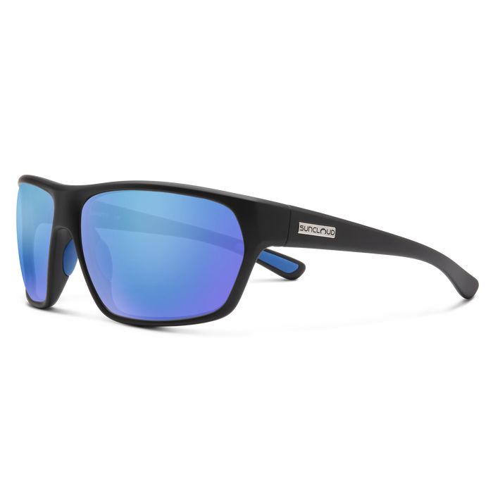 Boone Matte Black Sunglasses with Polarized Blue Mirror Lenses - Stylish UV Protection for Outdoor Sports & Driving