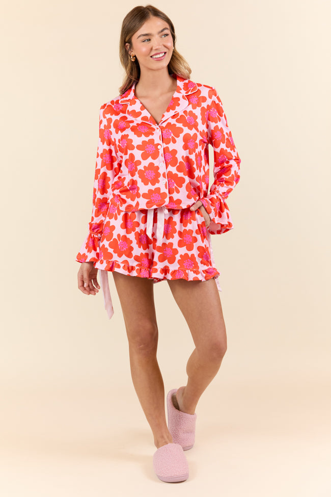 Blooming Bright Night Floral Pajama Set for Women - Soft Sleepwear & Loungewear - Floral Print PJs for Comfortable Nights at Home or Vacation