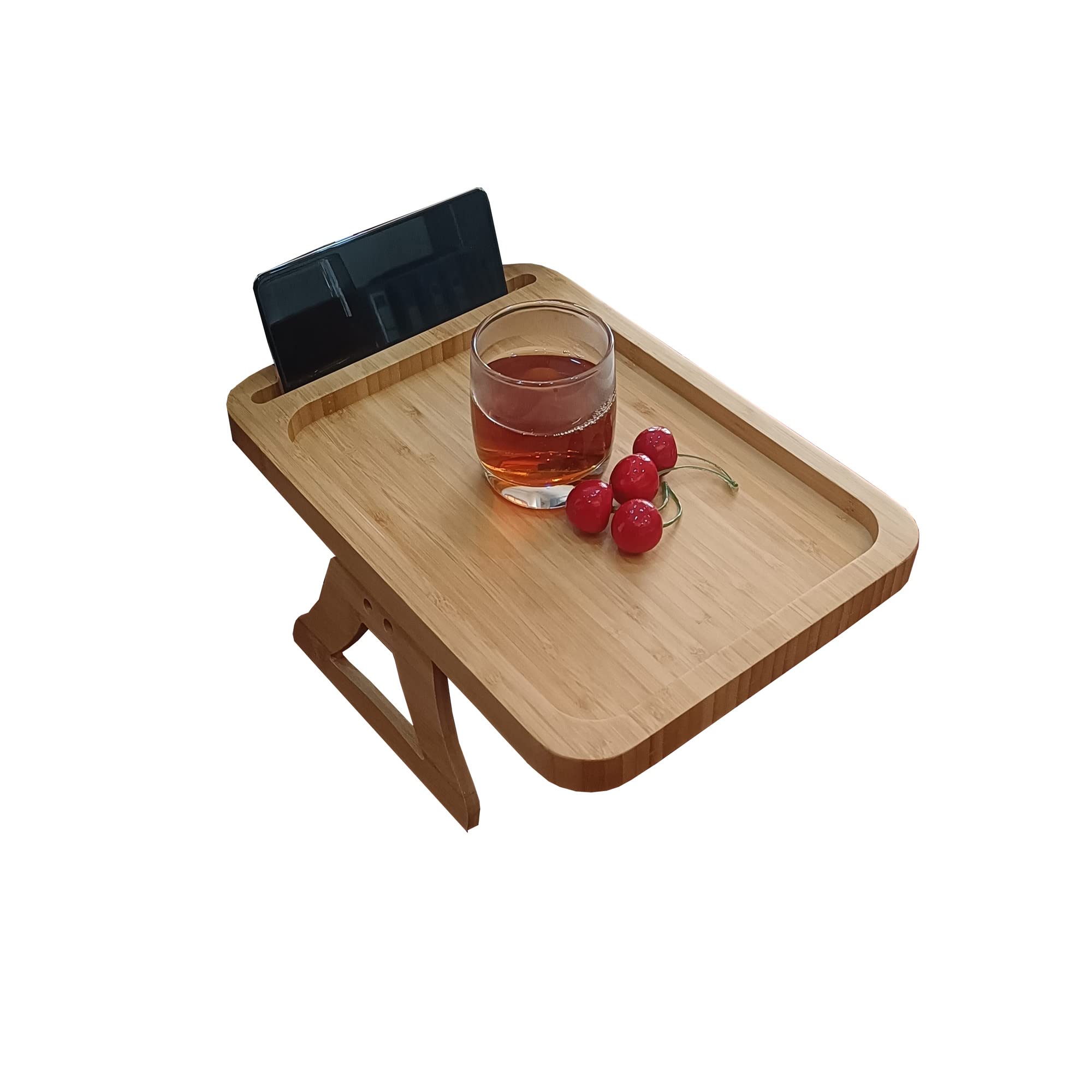Stable Sofa Arm Table - Rectangle TV Tray for Eating & Drinking in Small Spaces