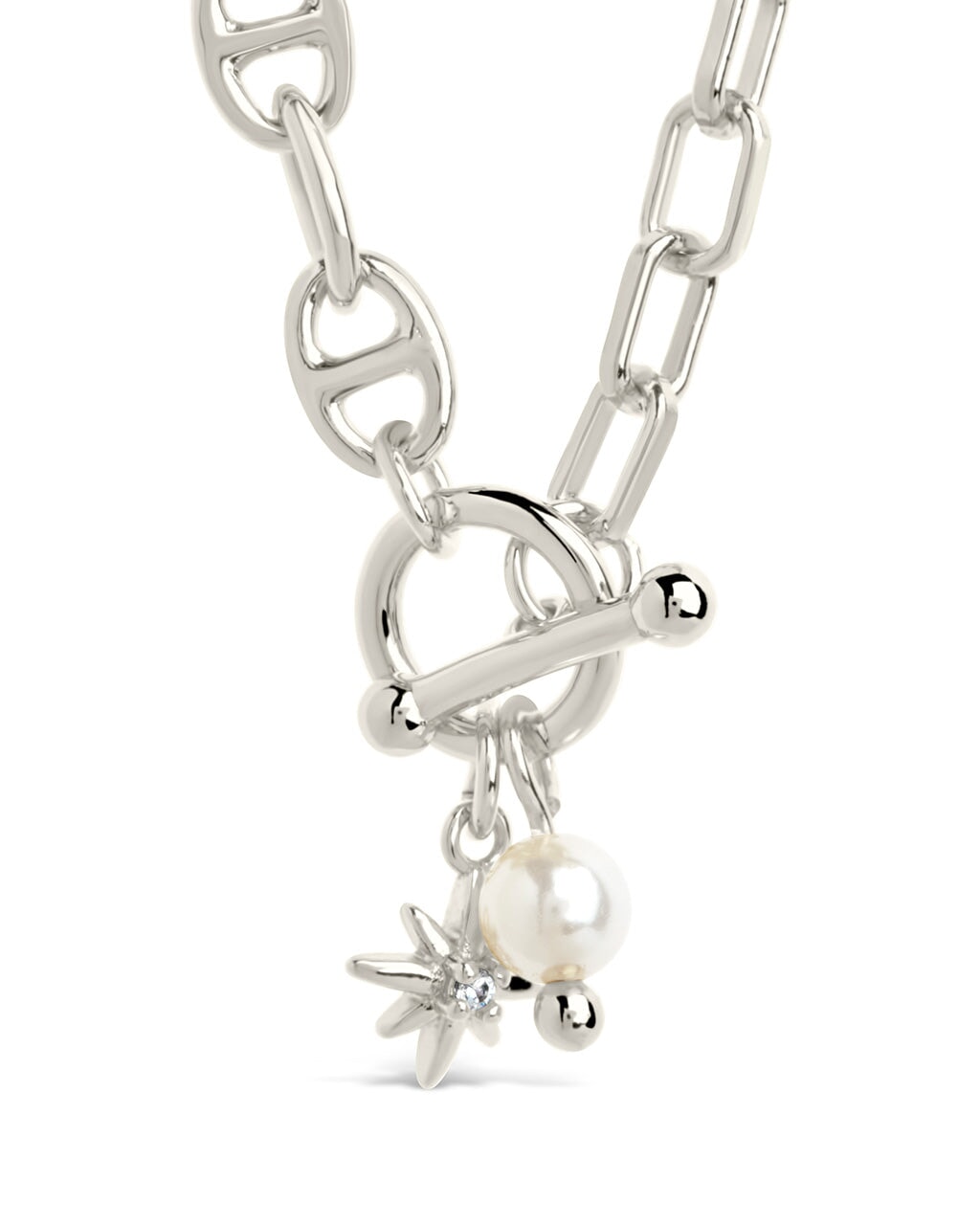 Ava Pearl & Burst Toggle Chain Necklace for Women - Elegant Layered Jewelry Gift for Birthday, Anniversary & Special Occasions