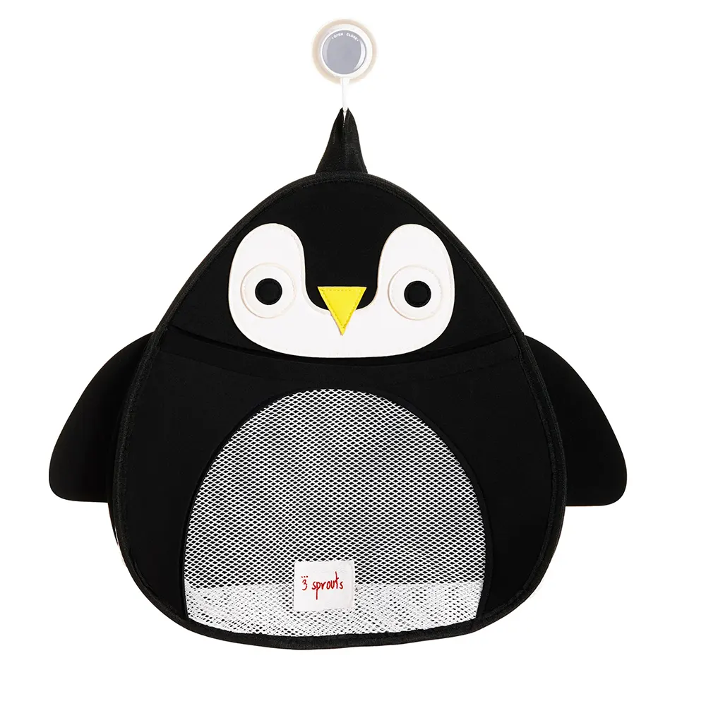 3 Sprouts Adorable Penguin Bath Toy Storage Organizer - Waterproof & Durable Kids Bathroom Decor for Tubs, Showers & Nursery Organization