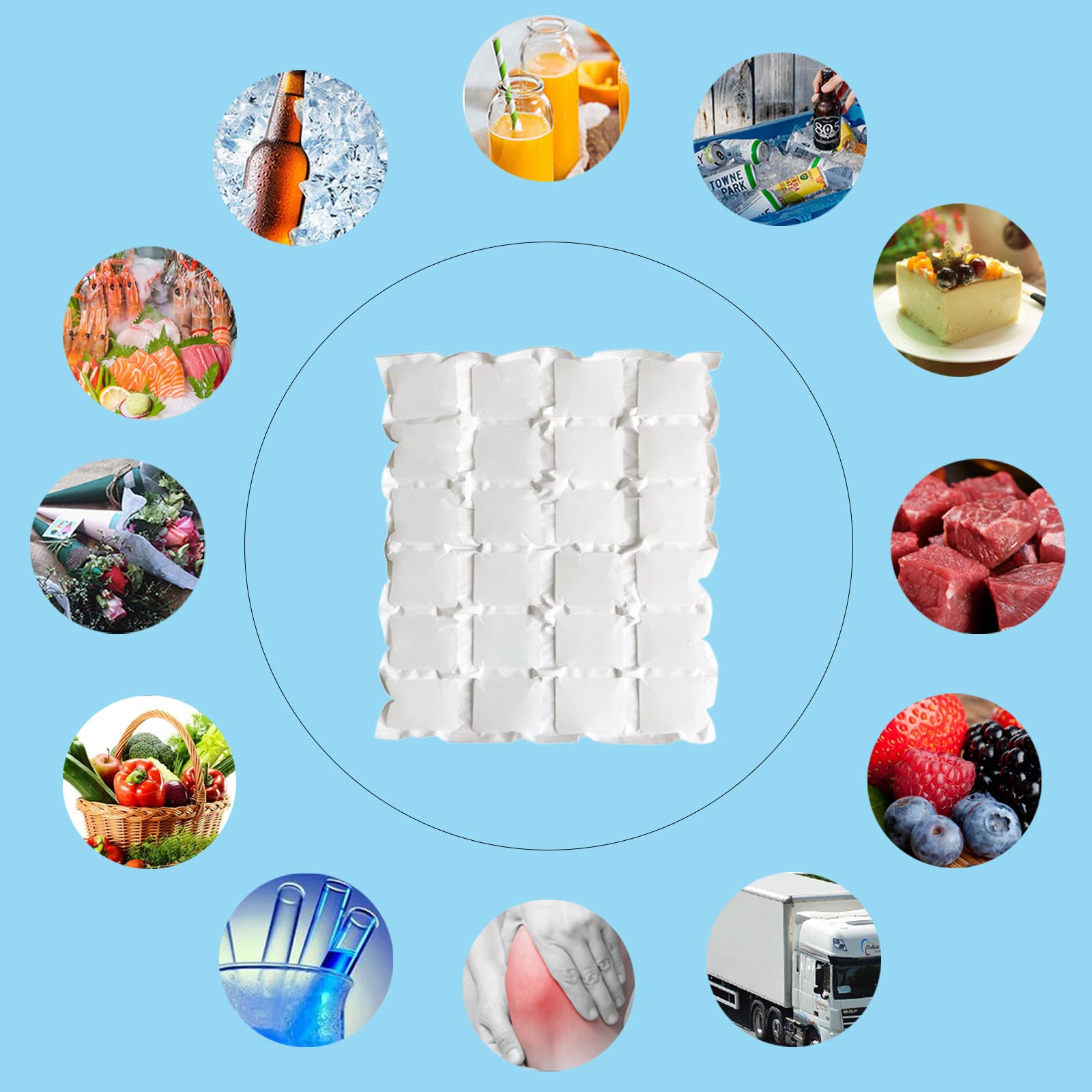 Reusable Dry Ice Packs for Coolers - Long Lasting Freezer Packs for Shipping Frozen Food, Perishables Storage & Mailing - Perfect for Lunch Boxes, Cooler Bags & Food Delivery Services