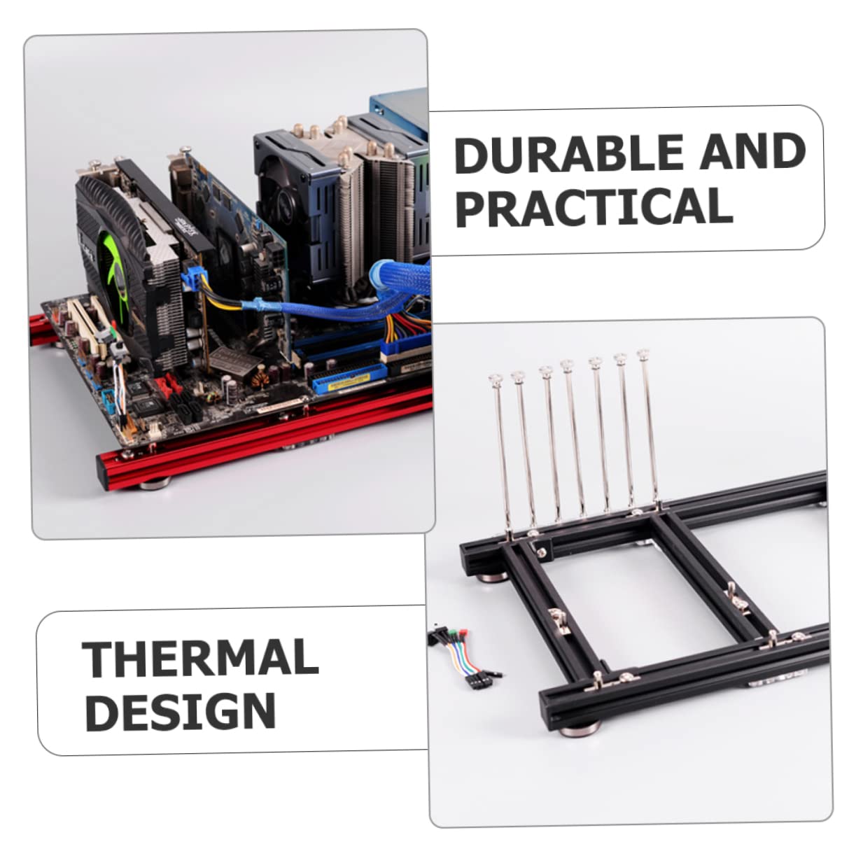 Mikikit Open Chassis Computer Case Bracket - Aluminum Motherboard & GPU Stand for PC Builds, Mining Rigs, and Test Benches - Enhanced Airflow for Gaming, Overclocking, and Hardware Testing